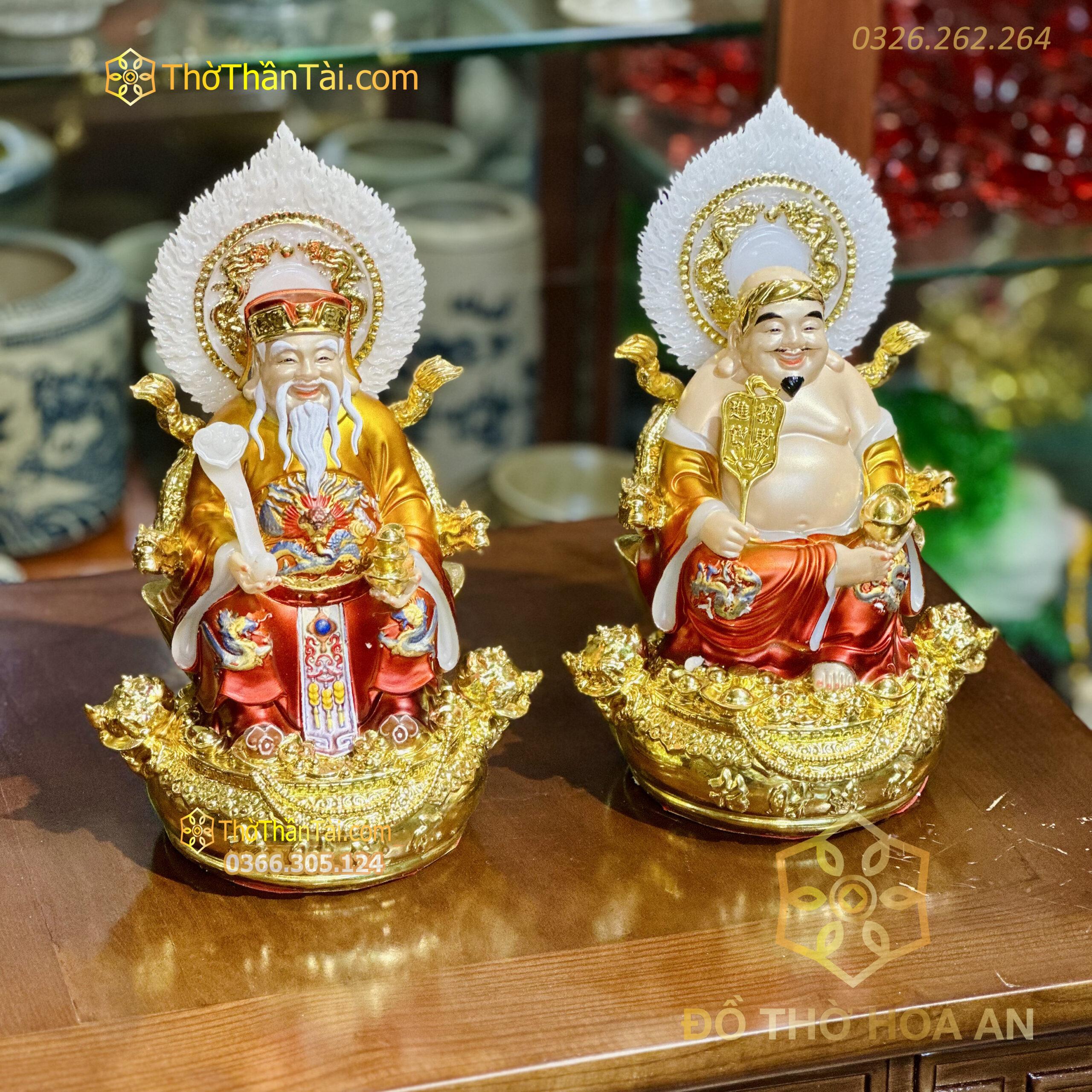 Tượng Thần Tài Thổ Địa Hiệu Ứng Đồng Gấm Đỏ