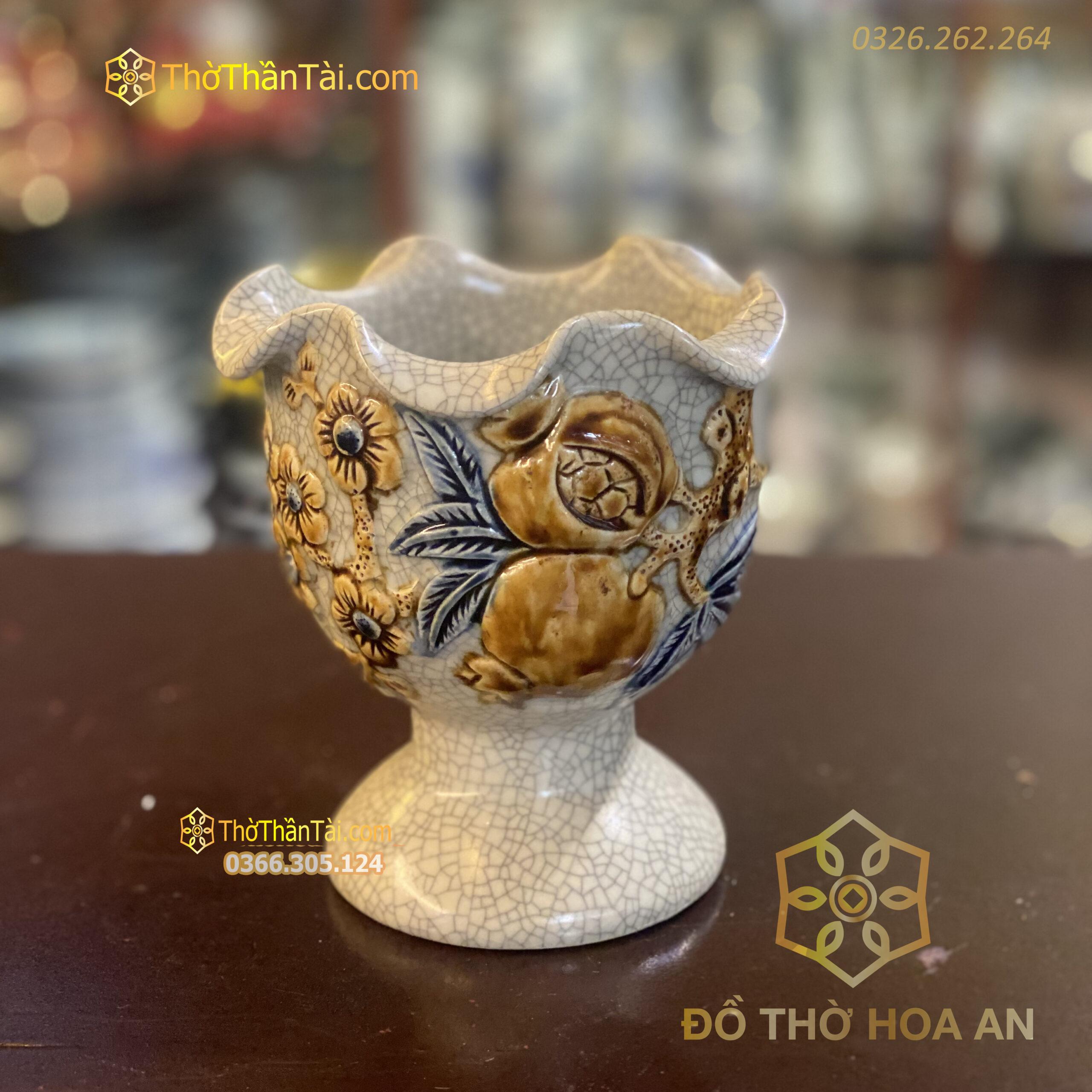 Ly Đựng Phật Thủ Men Rạn Cao Cấp