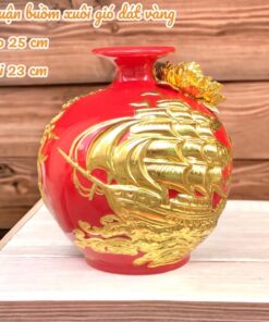 Bình Hút Lộc Thuận Buồm Xuôi Gió Men Dát Vàng