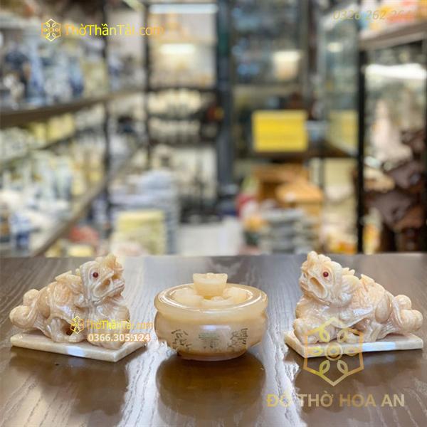 Cặp Tỳ Hưu Đá Ngọc Hoàng Long