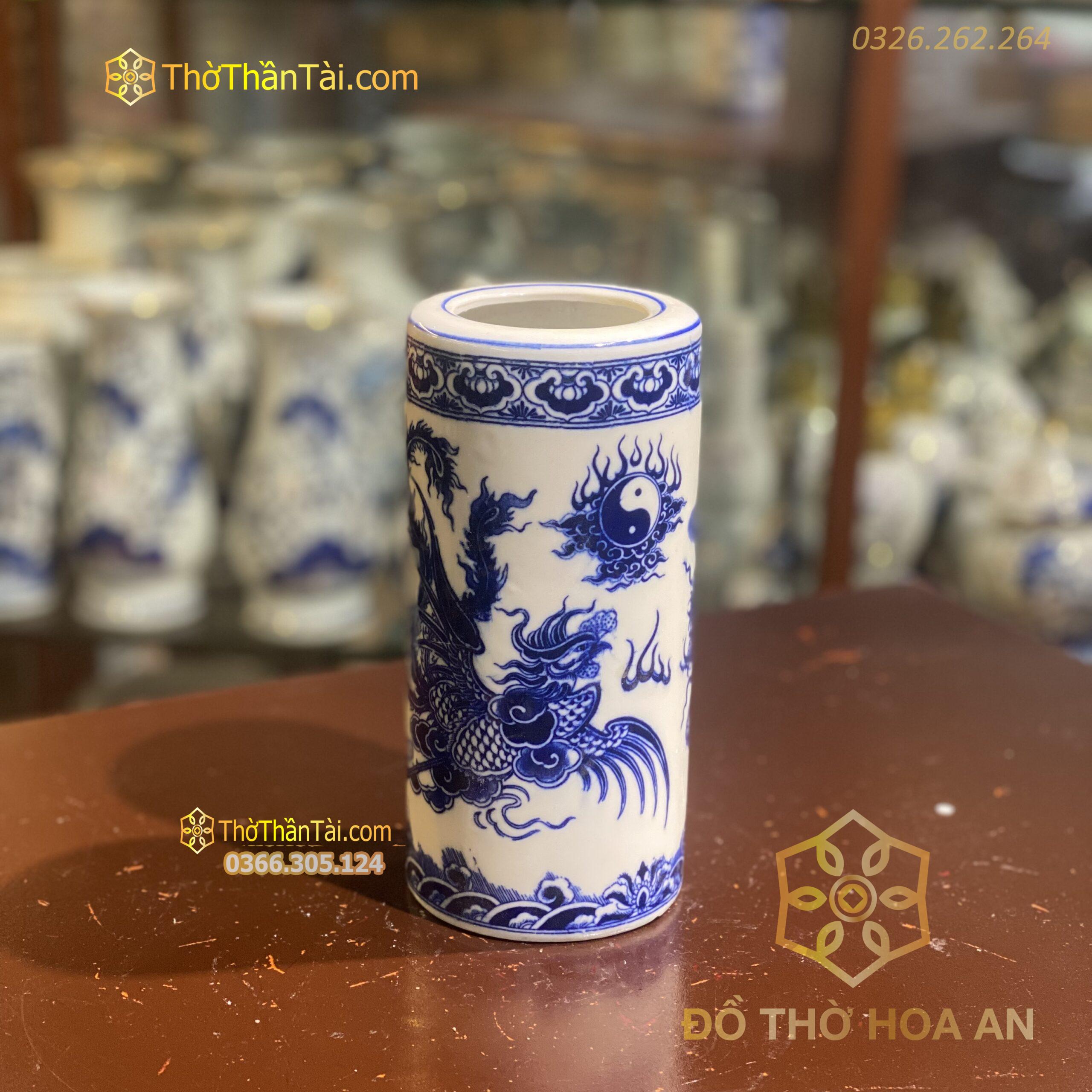 Ống Hương Rồng Men Trắng