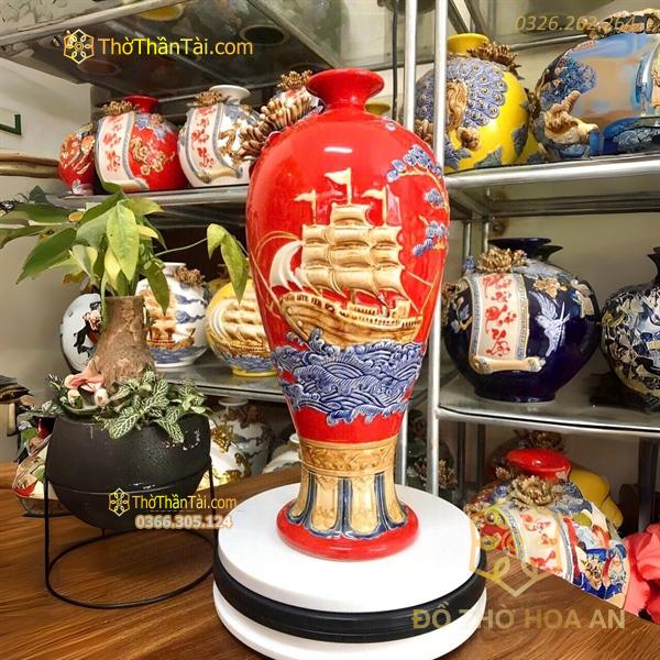 Mai Bình Thuận Buồm Xuôi Gió Men Màu Đắp Nổi
