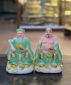 Tượng Thần Tài Thổ Địa Mây Bột Đá Xanh Lá