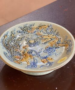 Mâm Bồng Thờ Rồng Phượng Men Rạn Đắp Nổi