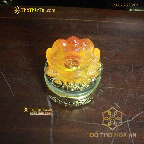 Cóc/ Thiềm Thừ Phong Thuỷ Xoay Đế Kính Lưu Ly Cam