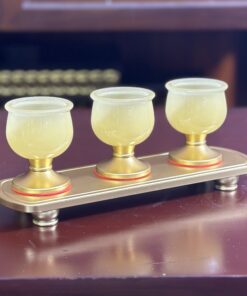 Khay 3 Chén Lưu Ly Vàng Bọc Đồng