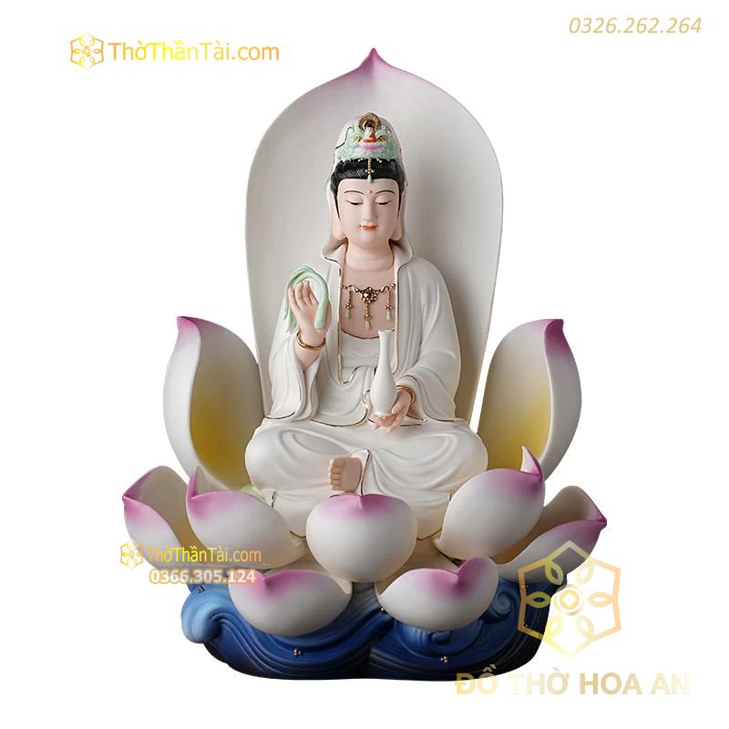 Tượng Quan Âm Ngồi Tọa Sen Sứ Đức Hóa