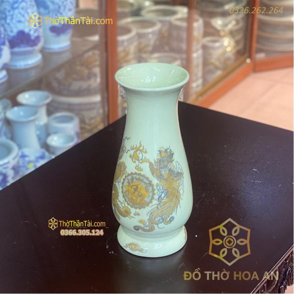 Lọ Hoa Dáng Huệ Men Vàng Ngà