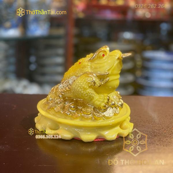 Cóc Thiềm Thừ Phong Thủy Đế Tròn Bột Đá Vàng