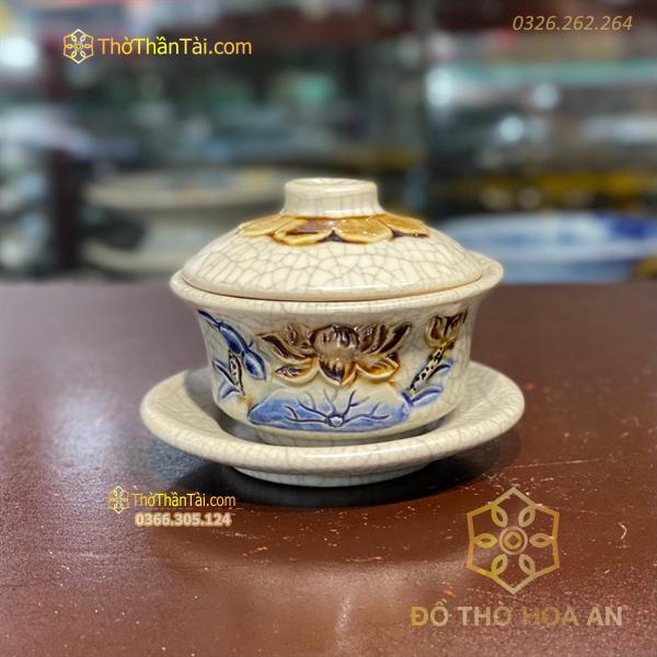 Bát Sâm/ Bát Nước Men Rạn Đắp Nổi