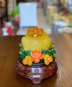 Cóc Thiềm Thừ Phong Thuỷ Xoay Đế Gỗ Hồ Lô Vàng Mật Ong