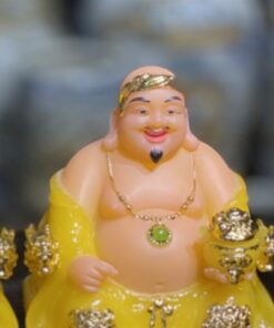 Tượng Thần Tài Thổ Địa Bột Đá Phú Quý Rồng Vàng Thạch Anh