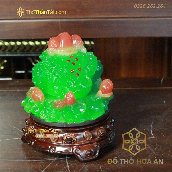 Cóc Thiềm Thừ Phong Thuỷ Xoay Đế Gỗ Hồ Lô Xanh