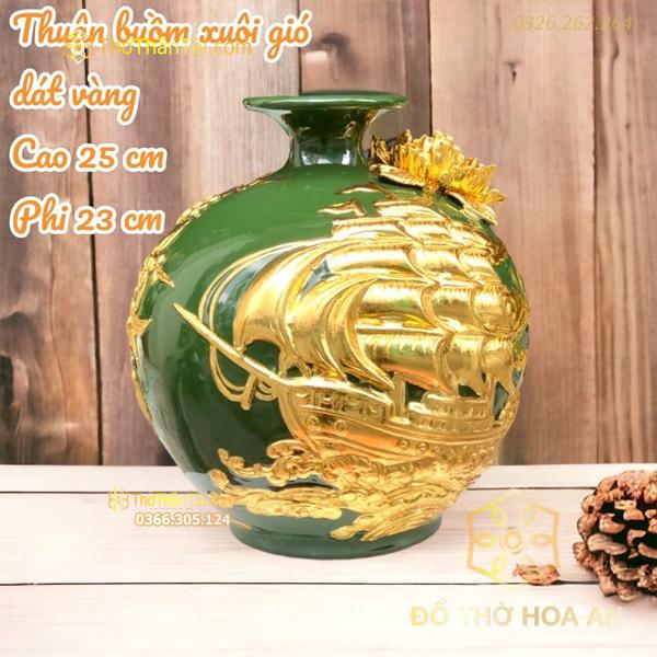 Bình Hút Lộc Thuận Buồm Xuôi Gió Men Dát Vàng