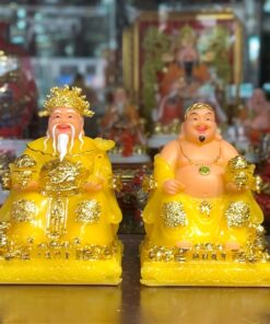 Tượng Thần Tài Thổ Địa Phú Quý Bột Đá Vàng Thạch Anh