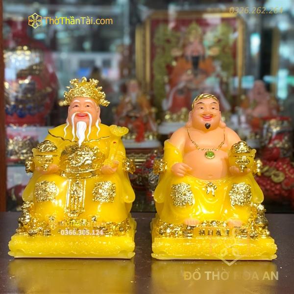 Tượng Thần Tài Thổ Địa Phú Quý Bột Đá Vàng Thạch Anh