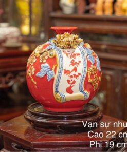 Bình Hút Lộc Cuốn Thư Vạn Sự Như Ý Men Đắp Nổi