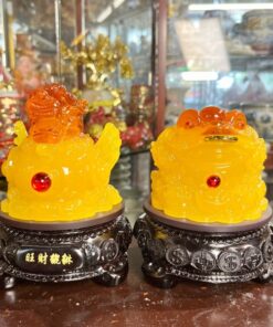 Cặp Cóc Thiềm Thừ Và Tỳ Hưu Đế Gỗ Xoay Vàng
