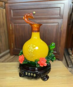 Bình Hút Tài Lộc Như Ý Hoa Mẫu Đơn Màu Vàng
