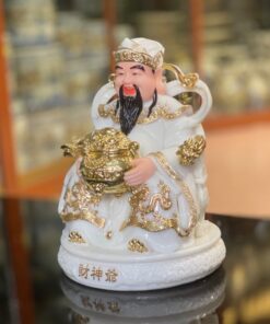 Tượng Thần Phát/ Tượng Thần Tiền Triệu Công Minh Bột Đá Trắng Đế Tròn