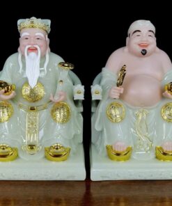Tượng Thần Tài Thổ Địa Bột Đá Xanh Ngọc