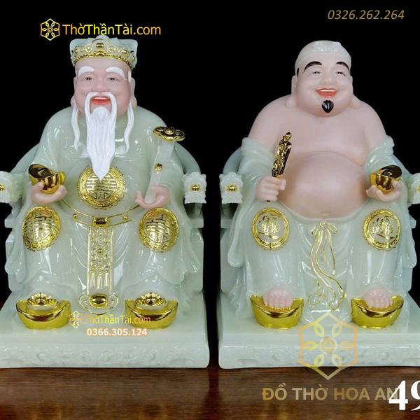 Tượng Thần Tài Thổ Địa Bột Đá Xanh Ngọc