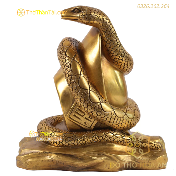 Rắn Đồng Ôm Thỏi Vàng Phong Thủy