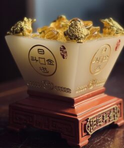Bồn Tụ Bảo Chiêu Tài Vuông Đá Trắng