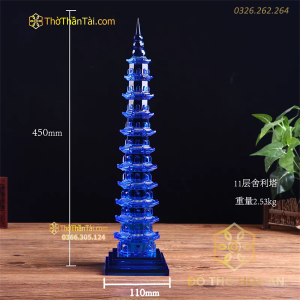 Tháp Văn Xương Pha Lê Xanh Dương