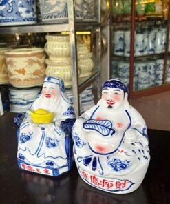 Tượng Thần Tài Thổ Địa Sứ Xanh Bát Tràng