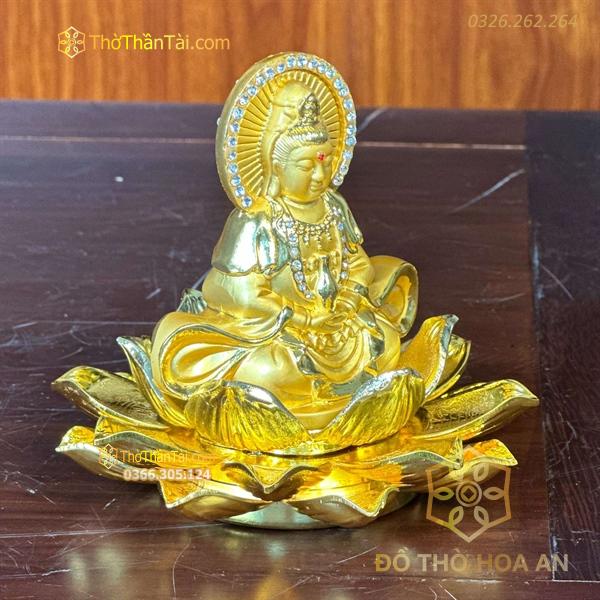 Tượng Phật Quan Âm Bồ Tát Tọa Đài Sen Để ÔTô
