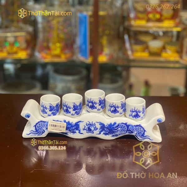 Kỷ Ngai 5 Chén Men Lam