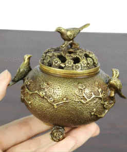 Đốt Trầm Đồng Vàng Hoa Mai Nắp Chim
