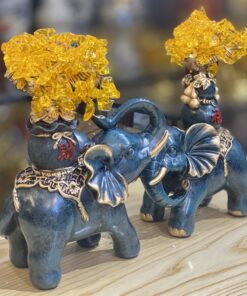 Tượng Voi Phong Thủy Màu Xanh Dương Kim Tiền