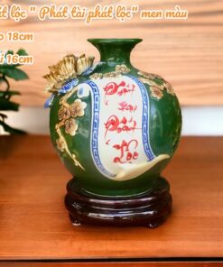 Bình Hút Lộc Cuốn Thư Phát Tài Phát Lộc Men Màu Đắp Nổi