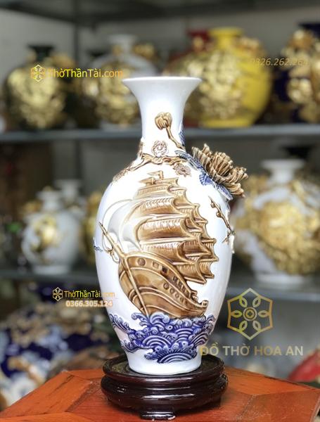 Bảo Bình Thuận Buồm Xuôi Gió Men Trắng Dát Vàng