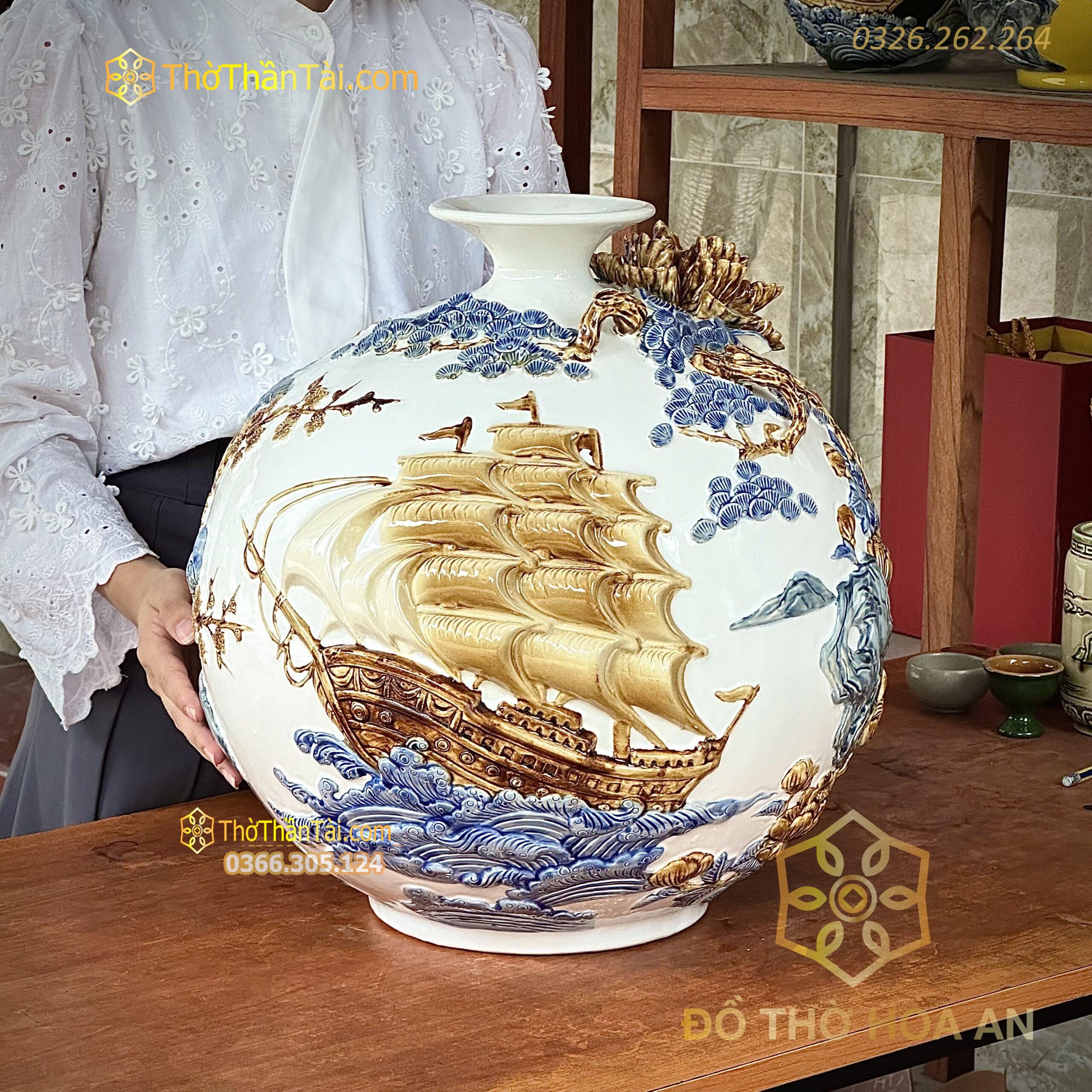 Bình Hút Lộc Thuận Buồm Xuôi Gió Đắp Nổi
