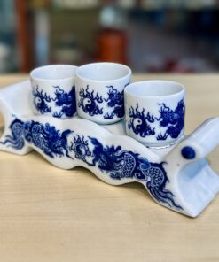 Kỷ Ngai 3 Chén Men Lam
