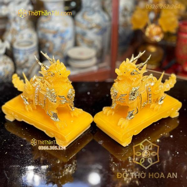 Cặp Tỳ Hưu Bột Đá Vàng
