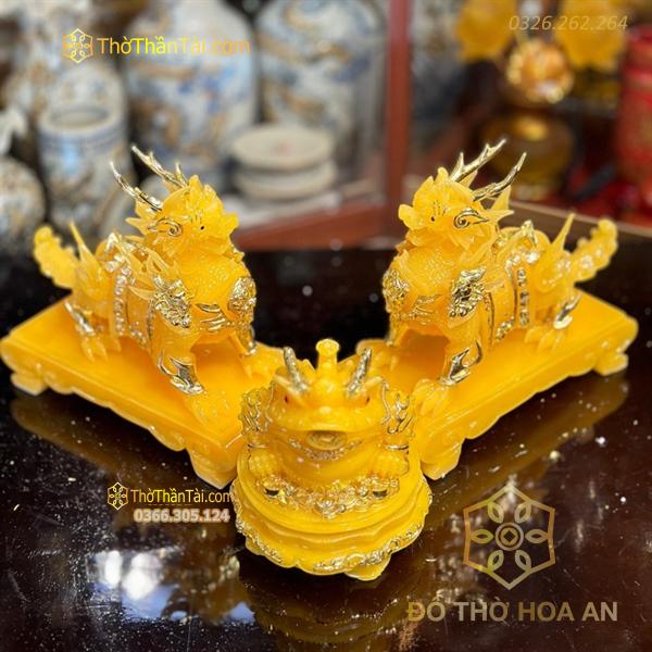Cặp Tỳ Hưu Bột Đá Vàng