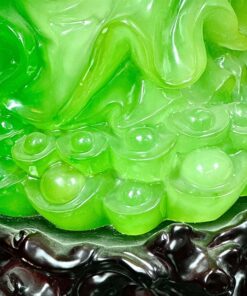 Tượng Di Lặc Đứng Vác Cành Đào Bột Đá Xanh Lá