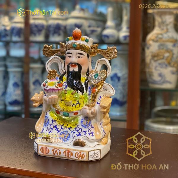 Tượng Thần Phát/ Thần Tiền Triệu Công Minh Sứ Gấm Xanh