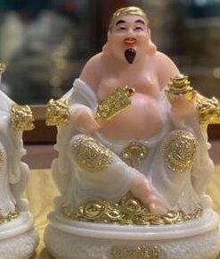Tượng Thần Tài Thổ Địa Bột Đá Trắng Đế Tròn