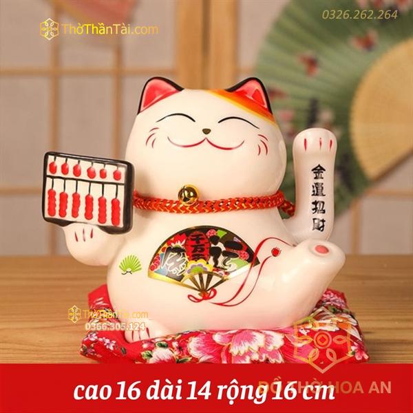 Mèo Thần Tài Thiên Vạn Lưỡng Tính Bàn 16cm
