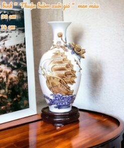 Bảo Bình Thuận Buồm Xuôi Gió Men Trắng Đắp Nổi