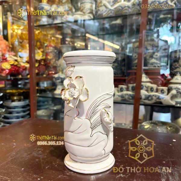 Ống Hương Sứ Liên Hoa Trắng