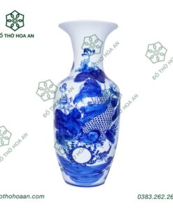 Lục Bình Lý Ngư Vọng Nguyệt Men Trắng