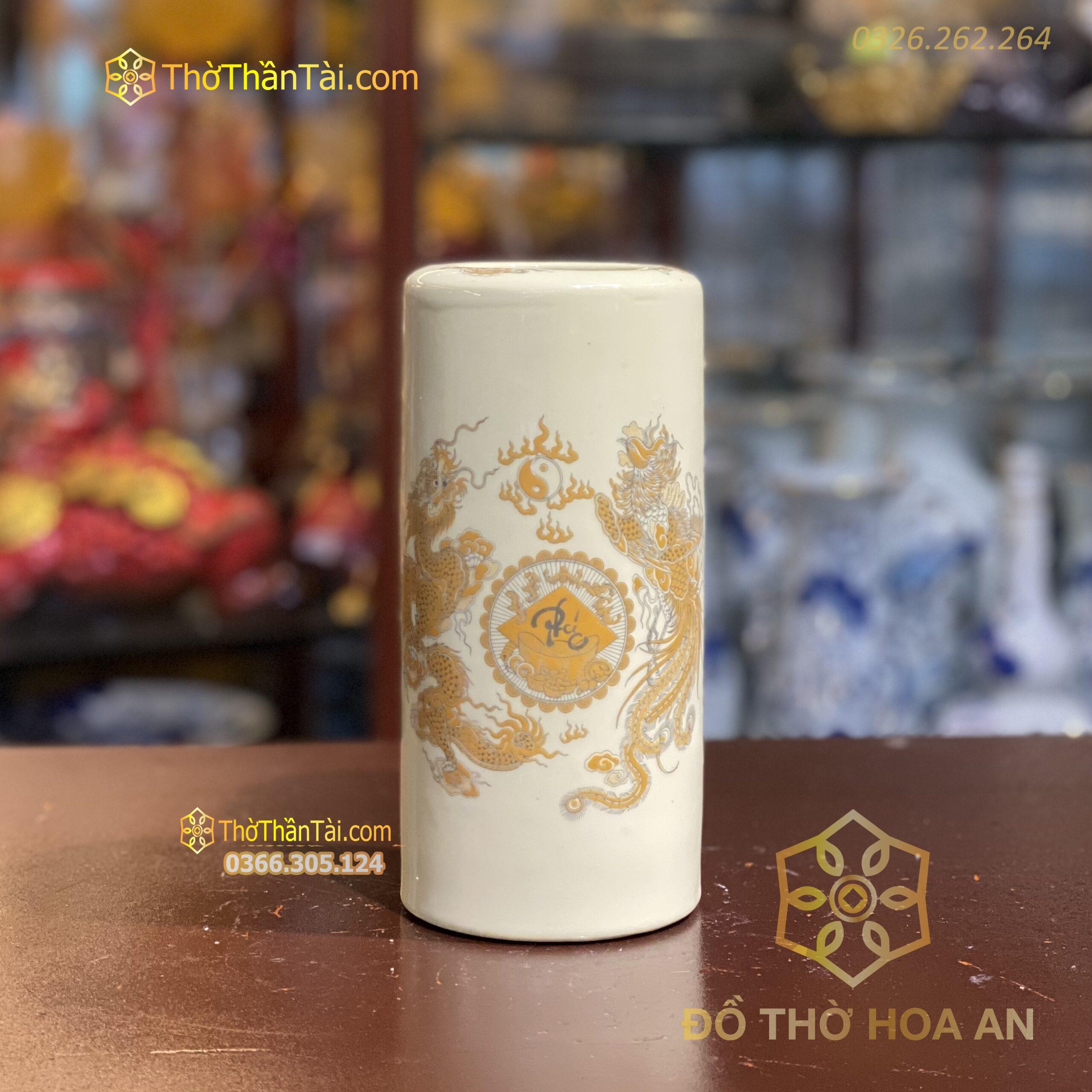 Ống Hương Men Vàng Ngà