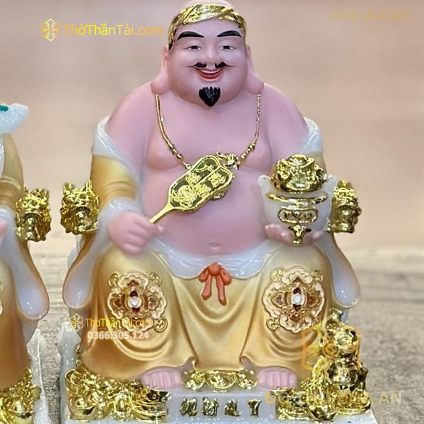 Tượng Thần Tài Thổ Địa Bột Đá Phú Quý Rồng Vàng Cam