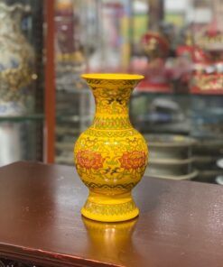 Lọ Hoa Sứ Gấm Vàng